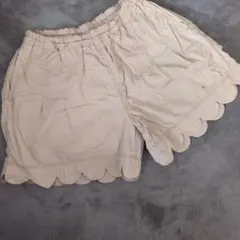 ケーピーKPニットプランナー130ベージュ スカラップヘム ハーフパンツ半ズボン