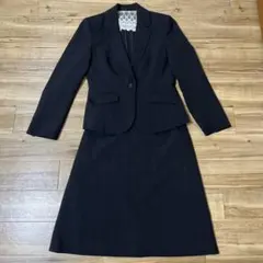 【採寸済み】スーツセレクト　スカートスーツセット ブラック11号　ウォッシャブルのサムネイル