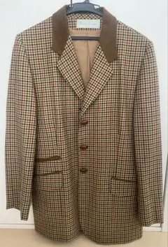 古着　ジャケット　チェック　ブラウン　プレッピー　ビンテージ