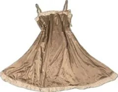 ベージュ ノースリーブ ワンピース フリル フェアリーグランジ 森ガール 重ね着