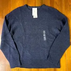 UNIQLO 3Dクルーネックセーター ブルー M
