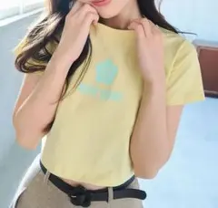 【美品】マリークワント シンプルデイジー ロゴ クロップドTシャツ イエロー Mのサムネイル