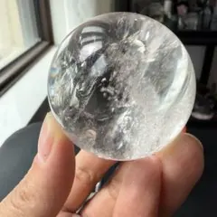 天然石水晶のスフィア　丸玉　置物NO.092907