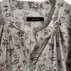 【JEANASIS 】ジーナシス　花柄グレーアシンメトリックワンピース