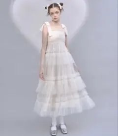 ラヴィリン　lovilyn チュールロングワンピース　　アイボリー　S