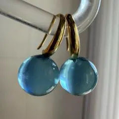 ⭐︎【高級】天然 アクアマリン ピアス s925 12.6mm