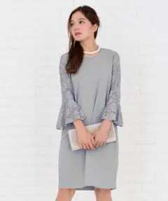 レースレディース ドレス ワンピース パーティー オケージョン レース ブルー