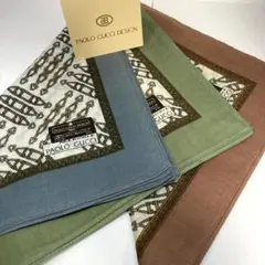 PAOLO GUCCI 　ブランド　大判ハンカチ　約45cm四方　3色セット