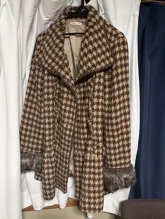 axes femme チェック柄コート ファー付き