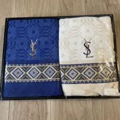 新品未使用　Yves Saint Laurent バスタオルセット　紺と白2枚