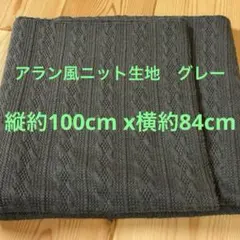 ケーブル編み　アラン風　ニット生地 グレー