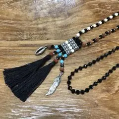 在庫処分セール アジアン エスニック ネックレス ビーズ フリンジ N-41