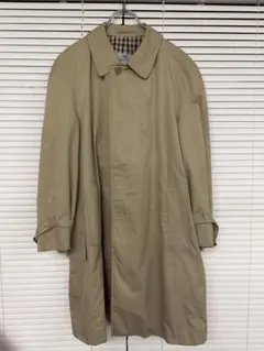 アクアスキュータム ステンカラーコート チェック　ロング　イギリス製　ベージュ Aquascutum (アクアスキュータム) 総裏チェック シングルボタン ステン