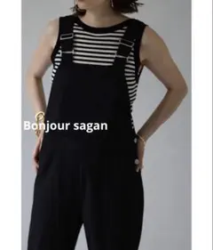 BONJOUR SAGAN ／リネンオーバーオール／ブラックのサムネイル
