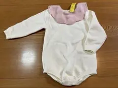 SHEIN ニットロンパース　90 80 フリル襟　襟付きロンパース　新品