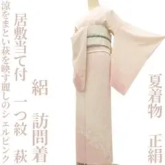 ゆめsaku 美品 夏着物 正絹 絽 一つ紋 手縫い仕立て 色無地 P-216