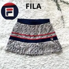 FILA テニススコート ミニスカ 総柄 プリーツ ネイビー 赤 レディース Mのサムネイル