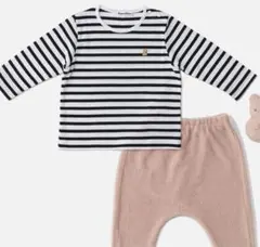 familiar ストライプ ベビーパジャマ セット　ピンク