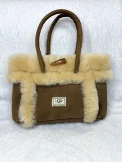 UGG Australia シープスキン スエードファートートバッグ ブラウン