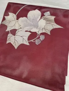 月末セール【美品】撫松庵 本麻 雪の結晶刺繍 半幅帯 リバーシブル