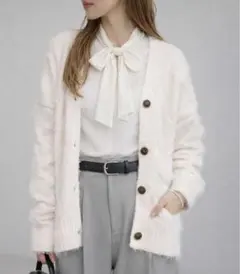 【新品・タグ付】ケーブル編みシャギーニットカーディガン/ボンジュールサガン