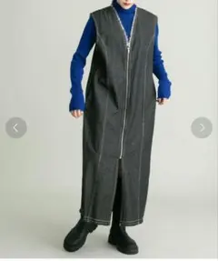 KBF ノースリーブフリンジデニムワンピース