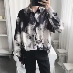 タイダイ マーブル 柄 シャツ モード シンプル メンズ 春 夏