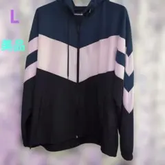 【美品！】DADGE ナイロンジャケット フード付き 青緑/白/黒 Lサイズ