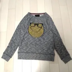 裏毛トレーナー スマイルフェイス プリント スウェット