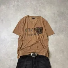 セマンティックデザインY2K フェード Grunge VネックT 茶 L 短丈のサムネイル