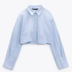 ZARA ショート丈ブルーシャツ（長袖）のサムネイル