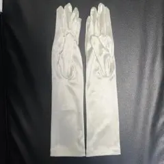 シェリー　ウェディング サテン ロンググローブ オフホワイト　40cm