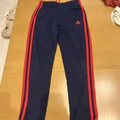 adidas ネイビー レッド ストライプ ジャージパンツ