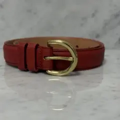 COACH コーチ ベルト 本革 レザー レッド RED ゴールド S