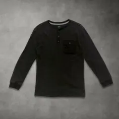 OLD NAVY グレー ヘンリーネック ワッフル 長袖 ヴィンテージ