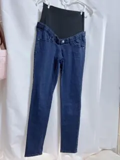 《マタニティS》お腹周り94cmまで対応スキニーパンツ ダークブルー