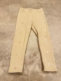 GAP ベージュ ハートとクマ柄 レギンス 4歳用　裏起毛