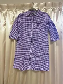 未使用　アーノルドパーマー　紫チェック柄五分袖シャツ
