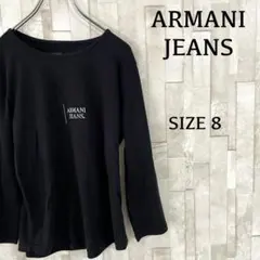 【美品】ARMANI JEANS 長袖Tシャツ ロゴプリント 8 ブラック