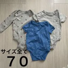 ロンパース3枚セット（クマ刺繍・スケートボード柄）