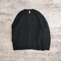 美品　LUPILIEN　立体柄 ニットカーディガン　黒　秋