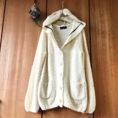 ☘️【ポンポネット】フード付き ニット カーディガン もこもこ 大きめ