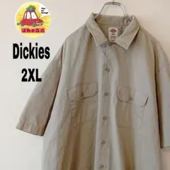 USA古着 Dickies 半袖ボタンシャツ 2XL ベージュ