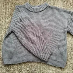 ケーブルニット 薄紫 丸首 オーバーサイズ