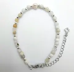 天然石ブレスレット ホワイト系 上品 華奢