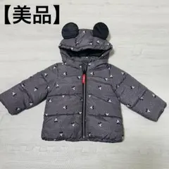 『美品』H&M　ミッキーマウス柄 フード付きダウンジャケット80cm 冬服