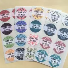 【ダマスク】丸型サンキューシール 96枚
