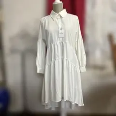 GRLグレイル バックロング ティアード ワンピース 白 フリーサイズ新品タグ付