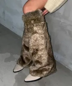 ブラウンファー ロングレッグウォーマー y2k