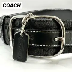 COACH コーチ シグネチャー ベルト チャーム付き ブラック
